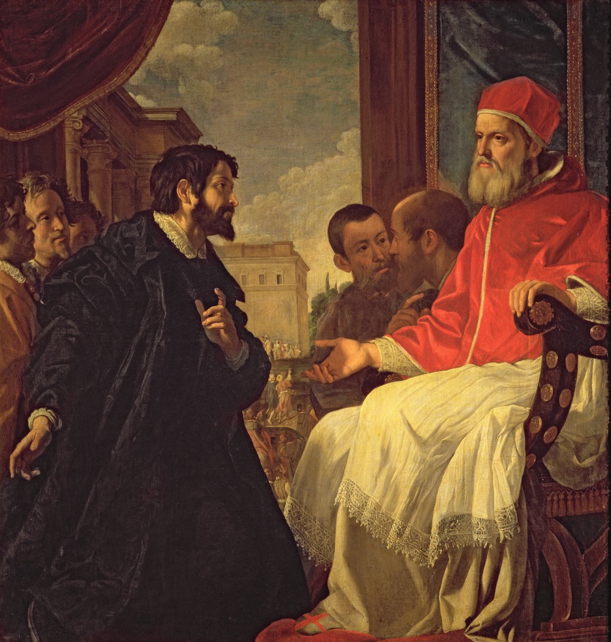 Michał Anioł i papież Juliusz II autorstwa Anastasio Fontebuoni