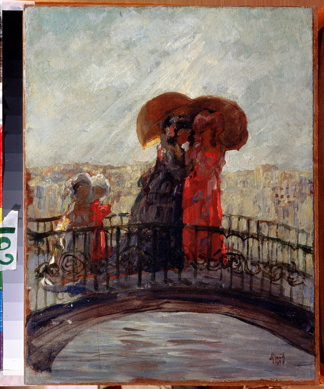 W deszczu (W deszczu). Obraz Anatolija Afanasjewicza Arapowa (1876-1949). Olej na płótnie, 36 x 28 cm autorstwa Anatoli Afanasyevich Arapov