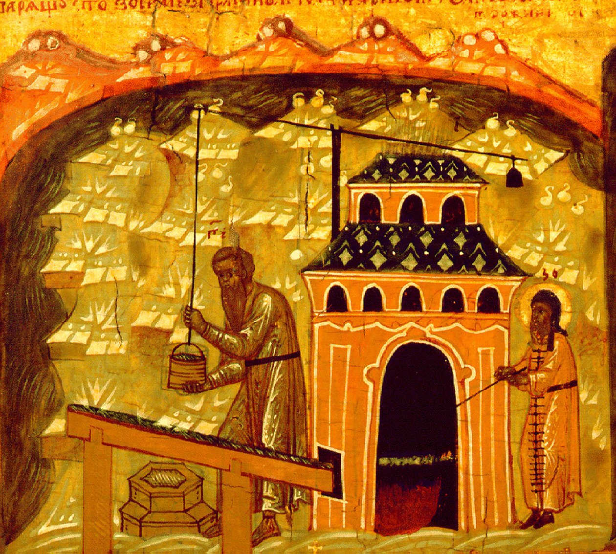 Produkcja soli w klasztorze Przemienienia Pańskiego na Wyspach Sołowieckich, XVII wiek autorstwa Ancient Russian Art