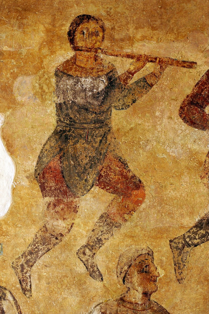 Szczegóły dotyczące muzyków i akrobatów autorstwa Ancient Russian frescos