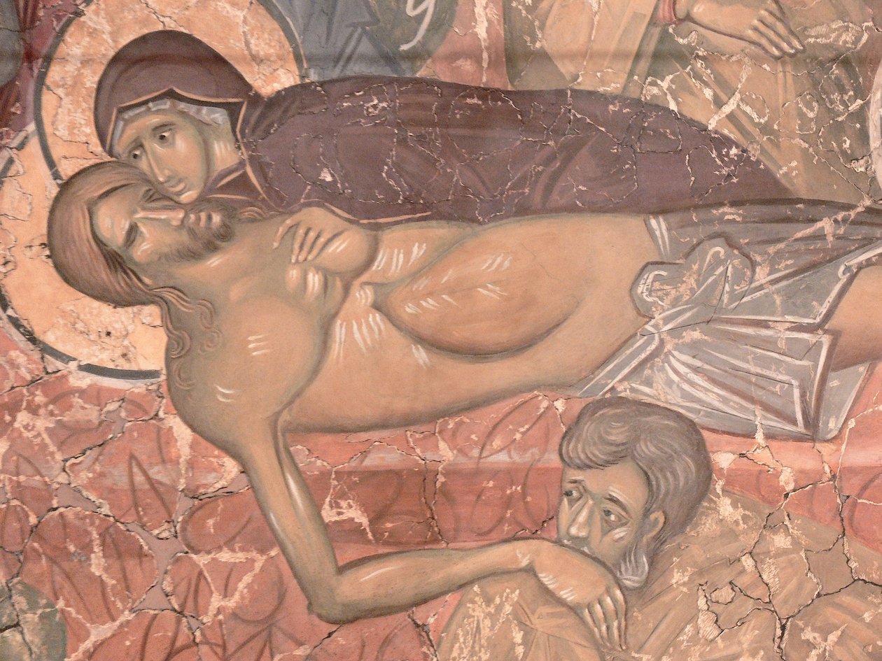 Złożenie do grobu Chrystusa, ok. 1380 autorstwa Ancient Russian frescos