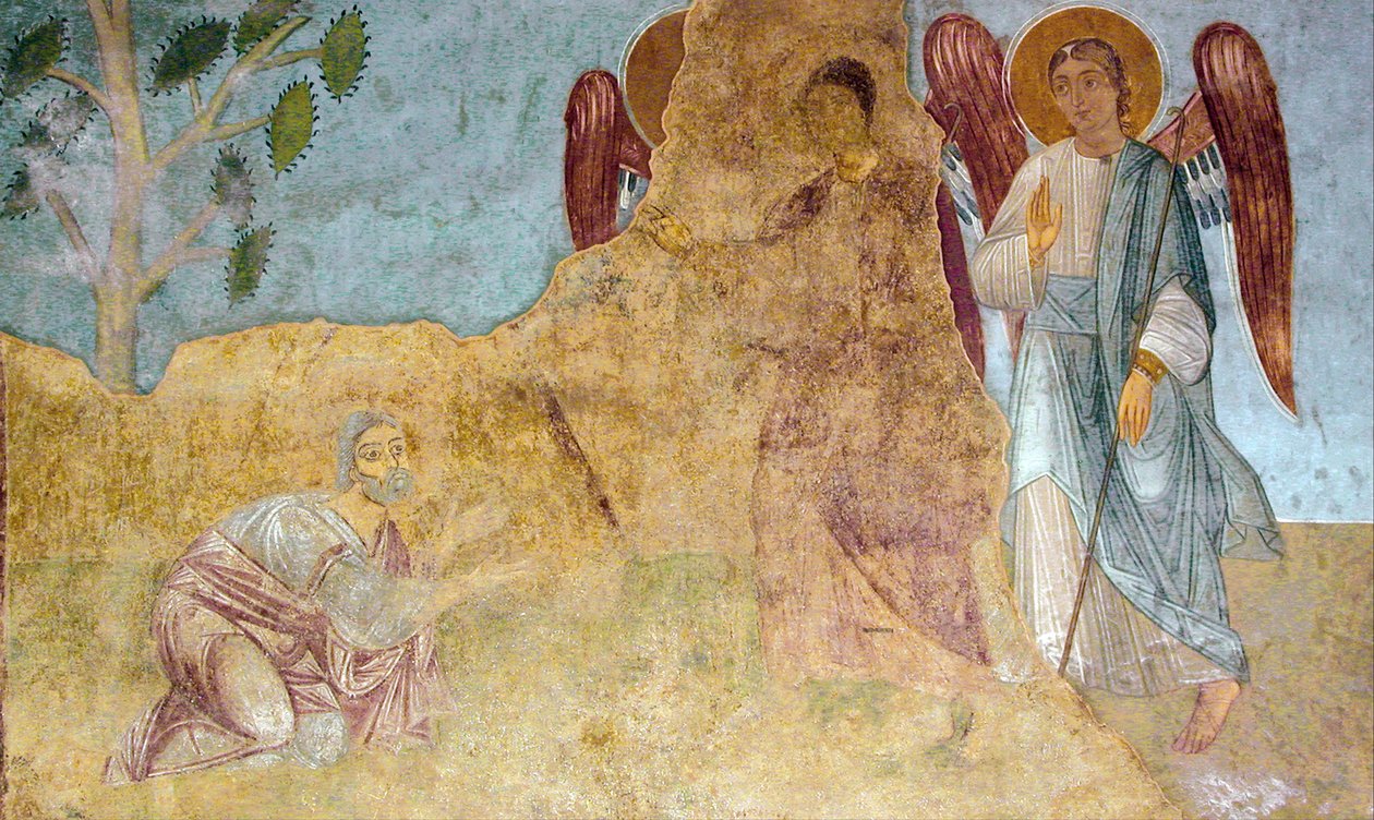 Gościnność Abrahama Trójca Starego Testamentu autorstwa Ancient Russian frescos