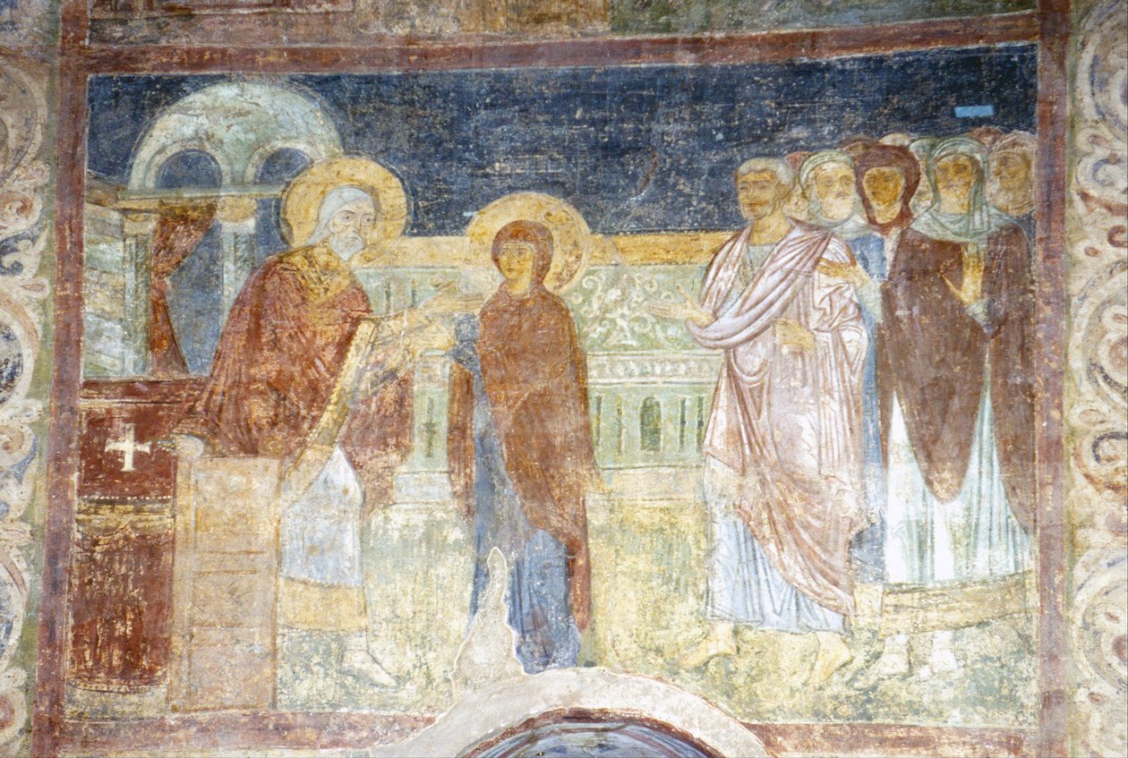 Dziewica otrzymująca purpurę i koszenilę autorstwa Ancient Russian frescos