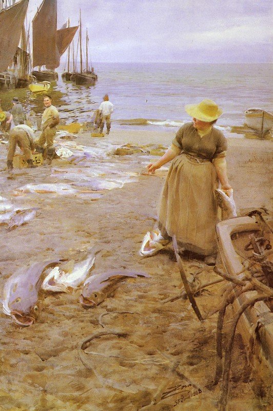 Targ rybny w St. Ives autorstwa Anders Leonard Zorn