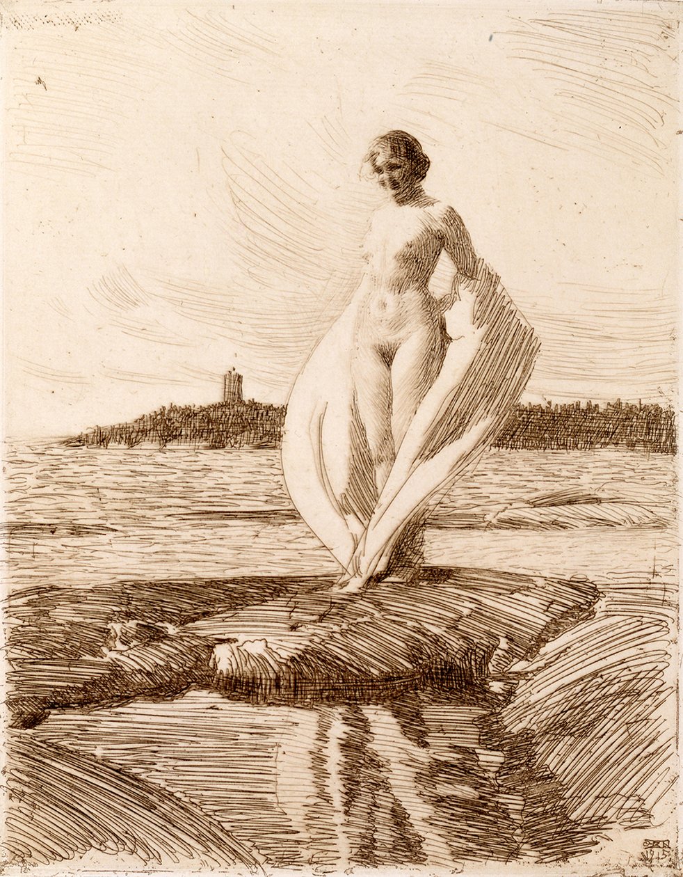 Kobieta w szaliku autorstwa Anders Leonard Zorn