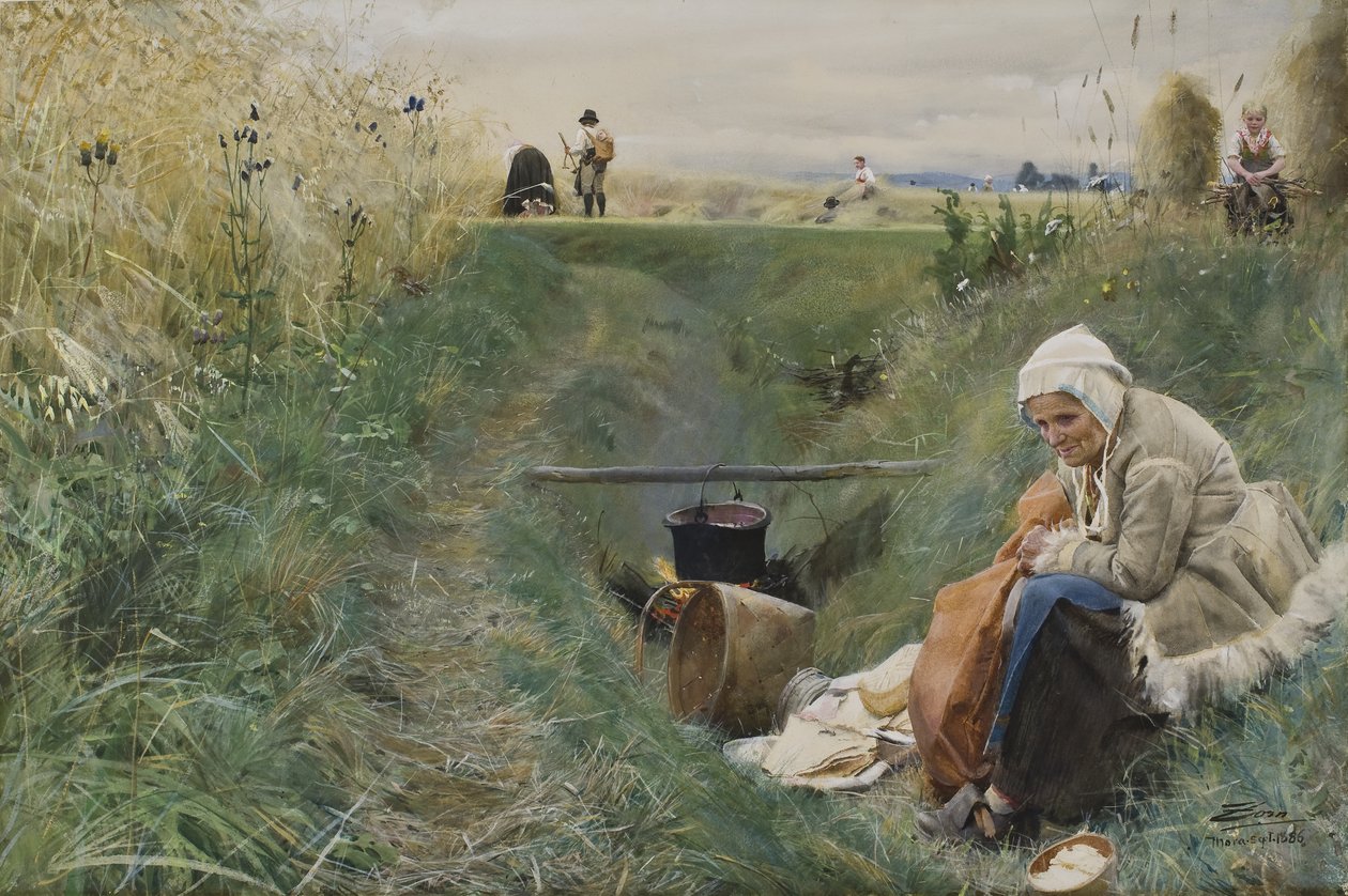 Nasz chleb powszedni, 1886 (wc na papierze) autorstwa Anders Leonard Zorn