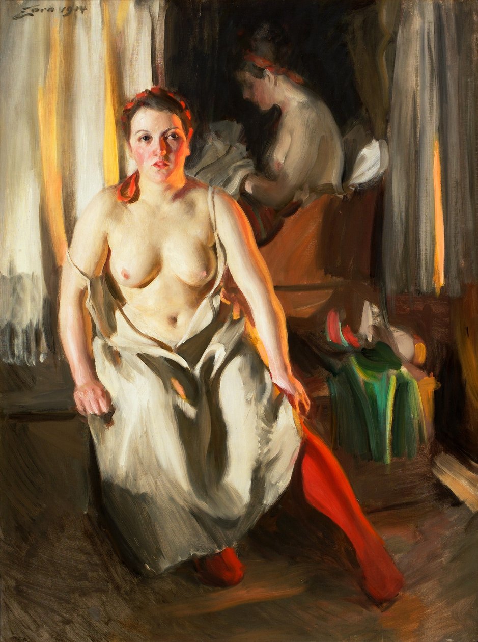 Czerwona skarpeta autorstwa Anders Leonard Zorn