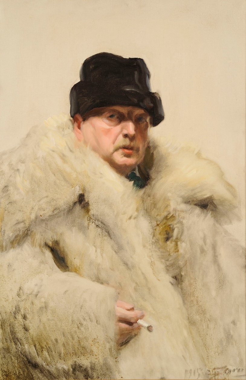 Autoportret w futrze z wilczej skóry autorstwa Anders Leonard Zorn