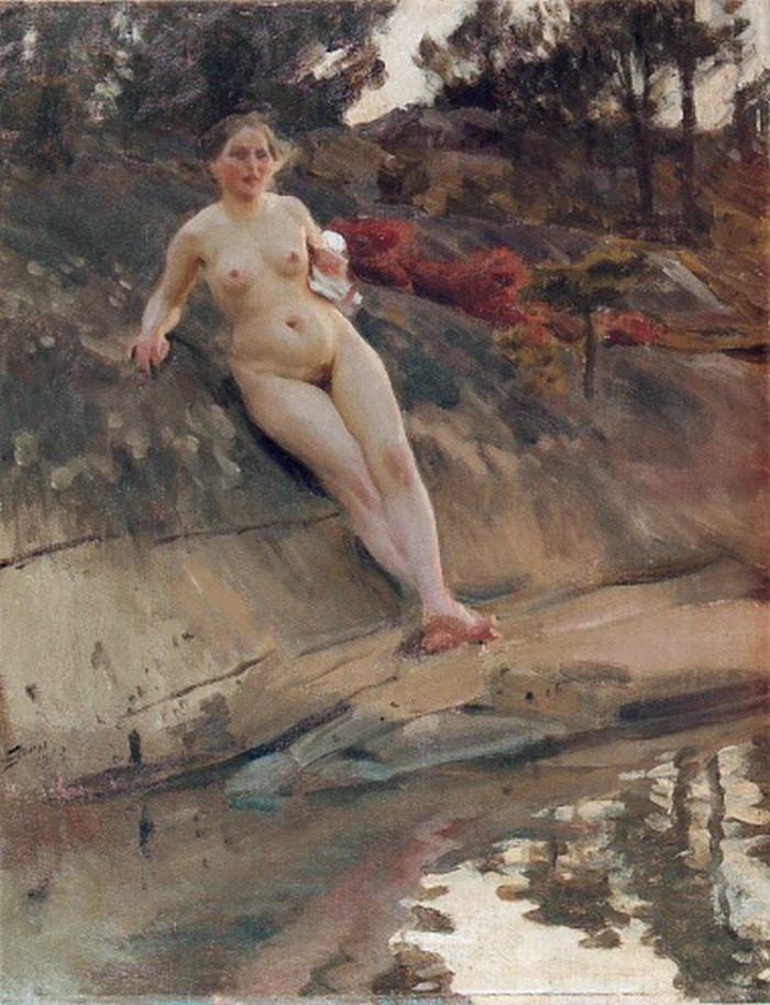 Opalająca się dziewczyna autorstwa Anders Leonard Zorn