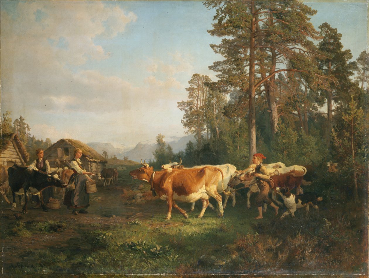 Krajobraz z krowami autorstwa Anders Askevold