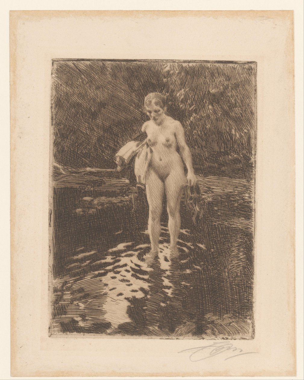 Kąpiąca się kobieta Ford - Vadstallet autorstwa Anders Leonard Zorn (signed by artist)