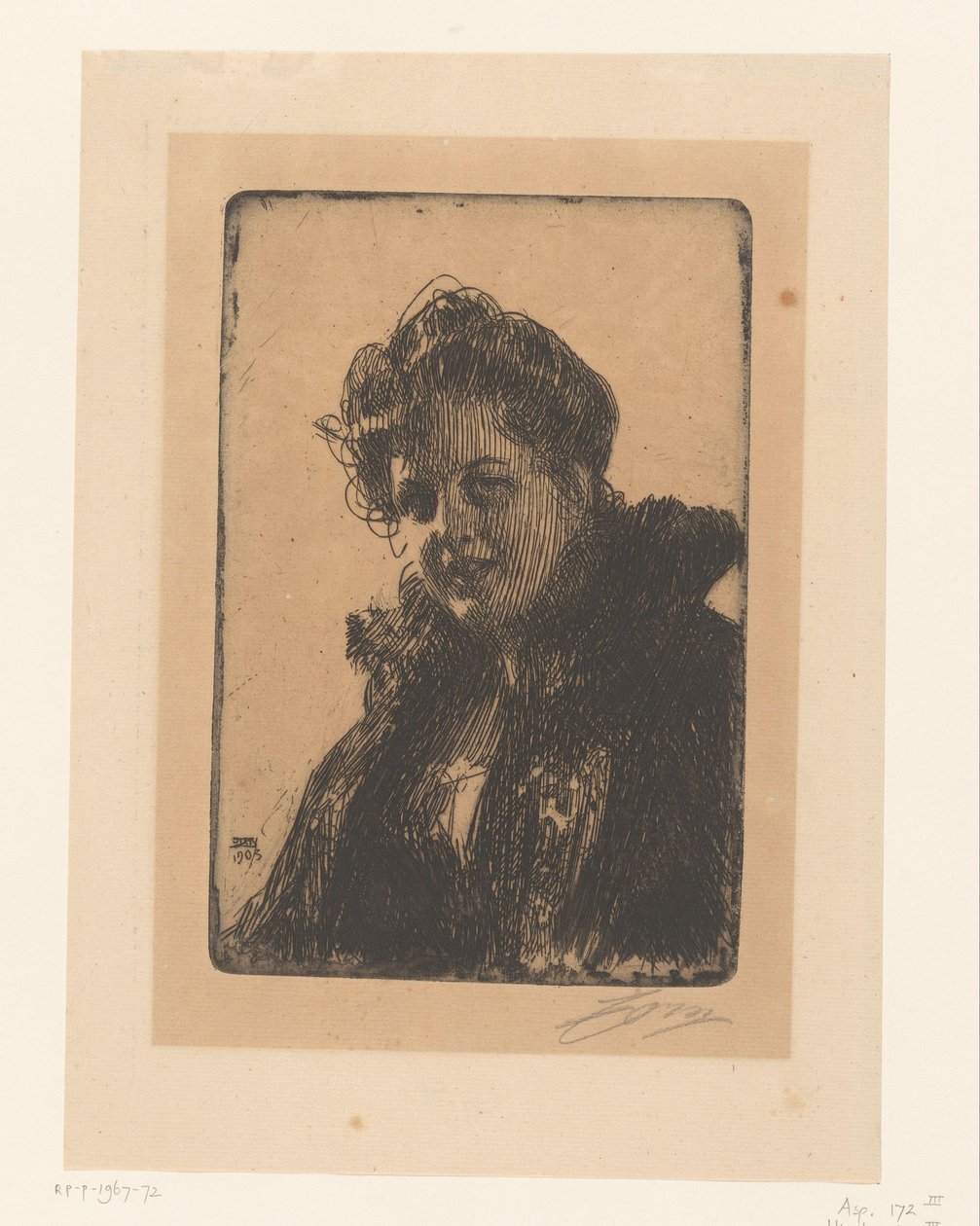 Portret Amalii Granberg autorstwa Anders Leonard Zorn (signed by artist)
