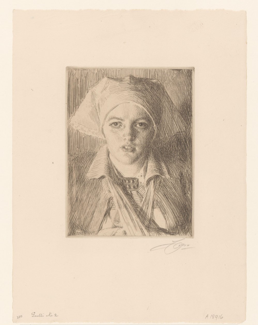 Portret van Gulli Złoto II autorstwa Anders Leonard Zorn (signed by artist)