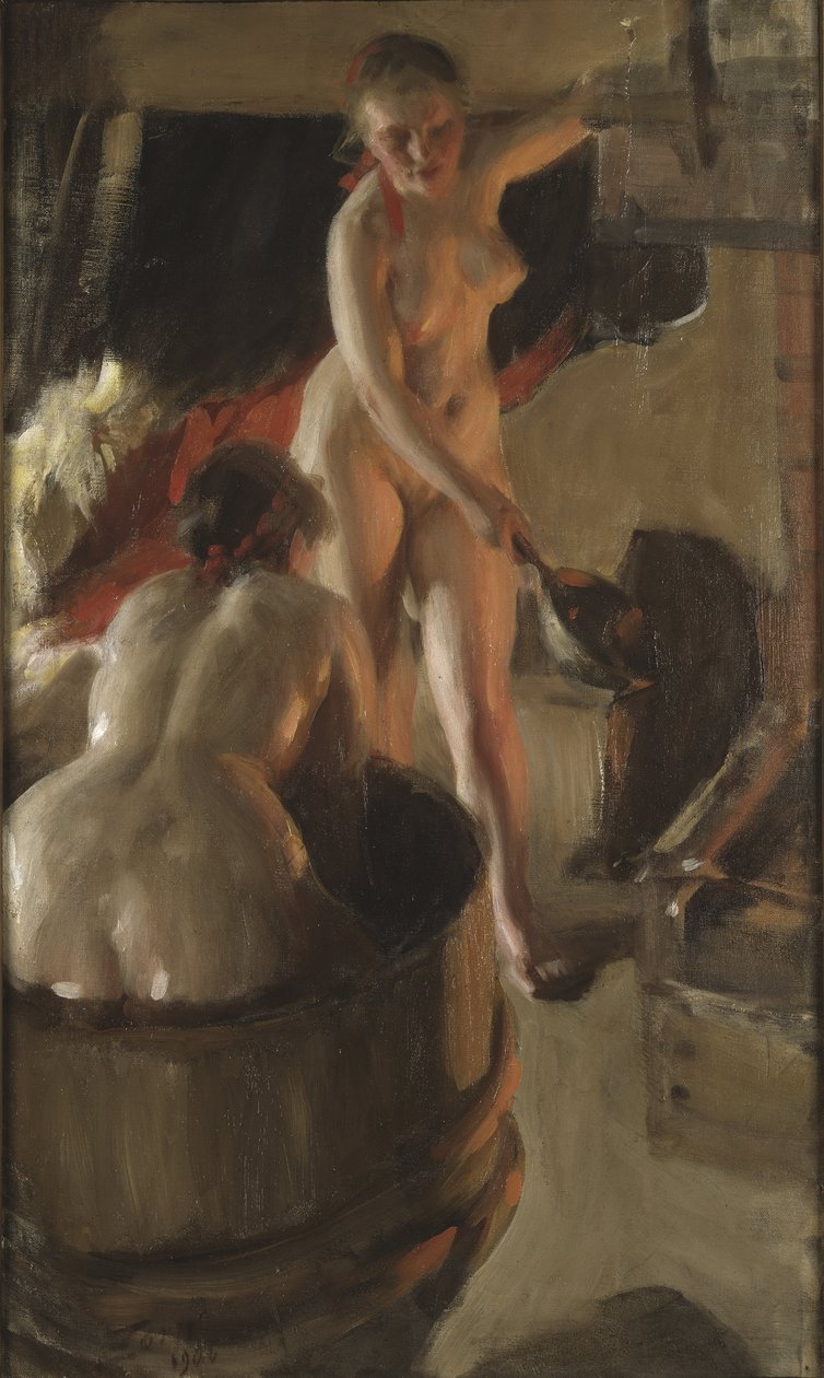 Filles de Dalecarlie prenant un bain - Dziewczyny z Dalarny w kąpieli, autorstwa Zorna, Andersa Leonarda (1860-1920). olej na płótnie autorstwa Anders Leonard Zorn