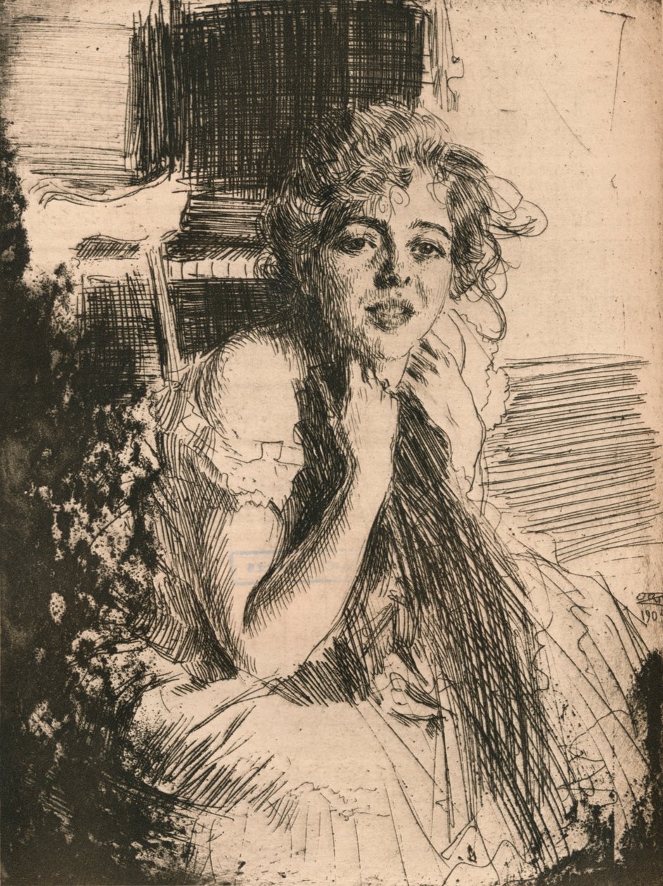 Portret panny Emmy Rassmussen, 1904, 1906 autorstwa Anders Leonard Zorn