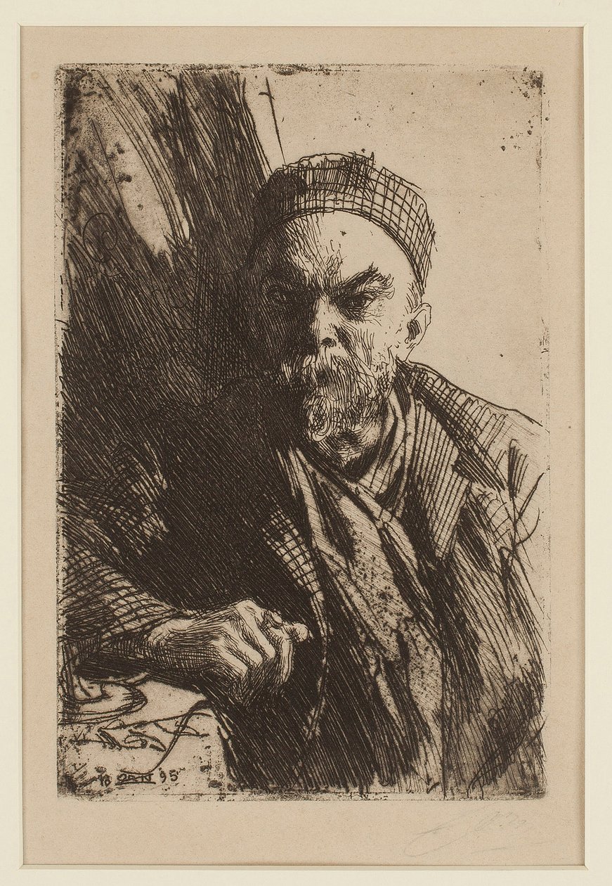 Portret poety Paul Verlaine (1844-1896) - Zorn, Anders Leonard (1860-1920) - 1895 - Akwaforta - 23,7x16 - Kolekcja prywatna autorstwa Anders Leonard Zorn