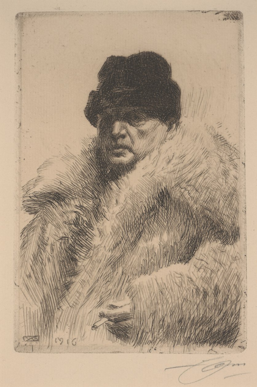 Autoportret w futrze autorstwa Anders Leonard Zorn