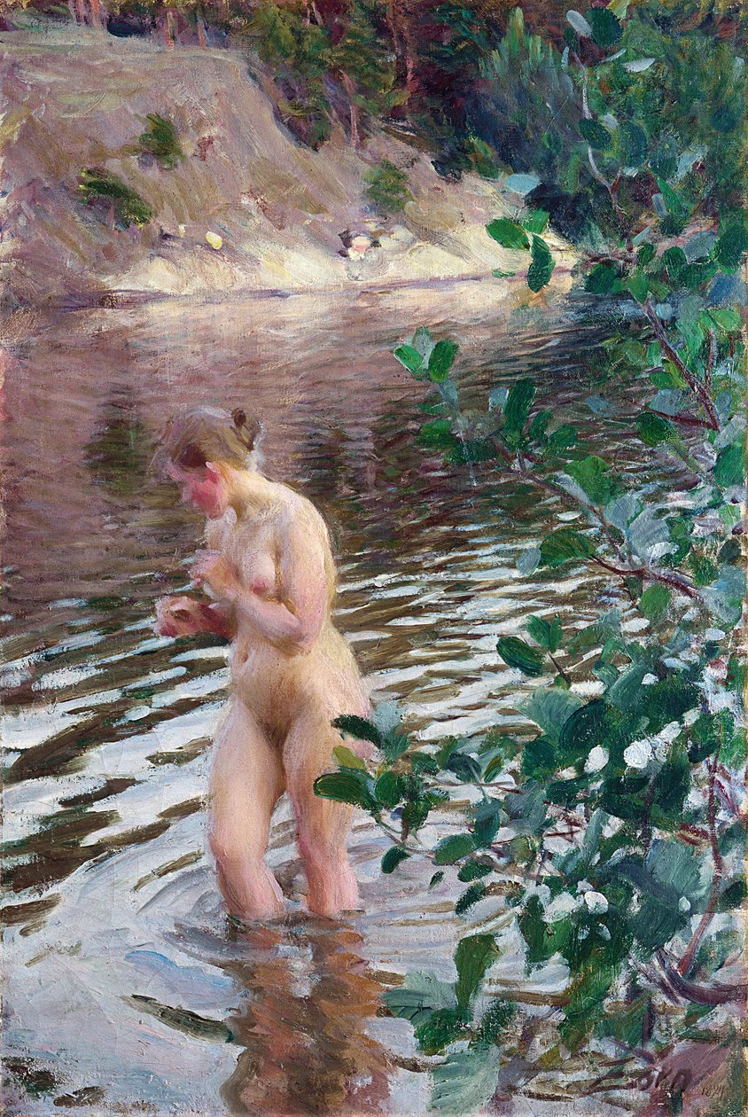 Zimny strumień par Zorn, Anders Leonard (1860-1920). Olej na płótnie, rozmiar : 98x66 autorstwa Anders Leonard Zorn