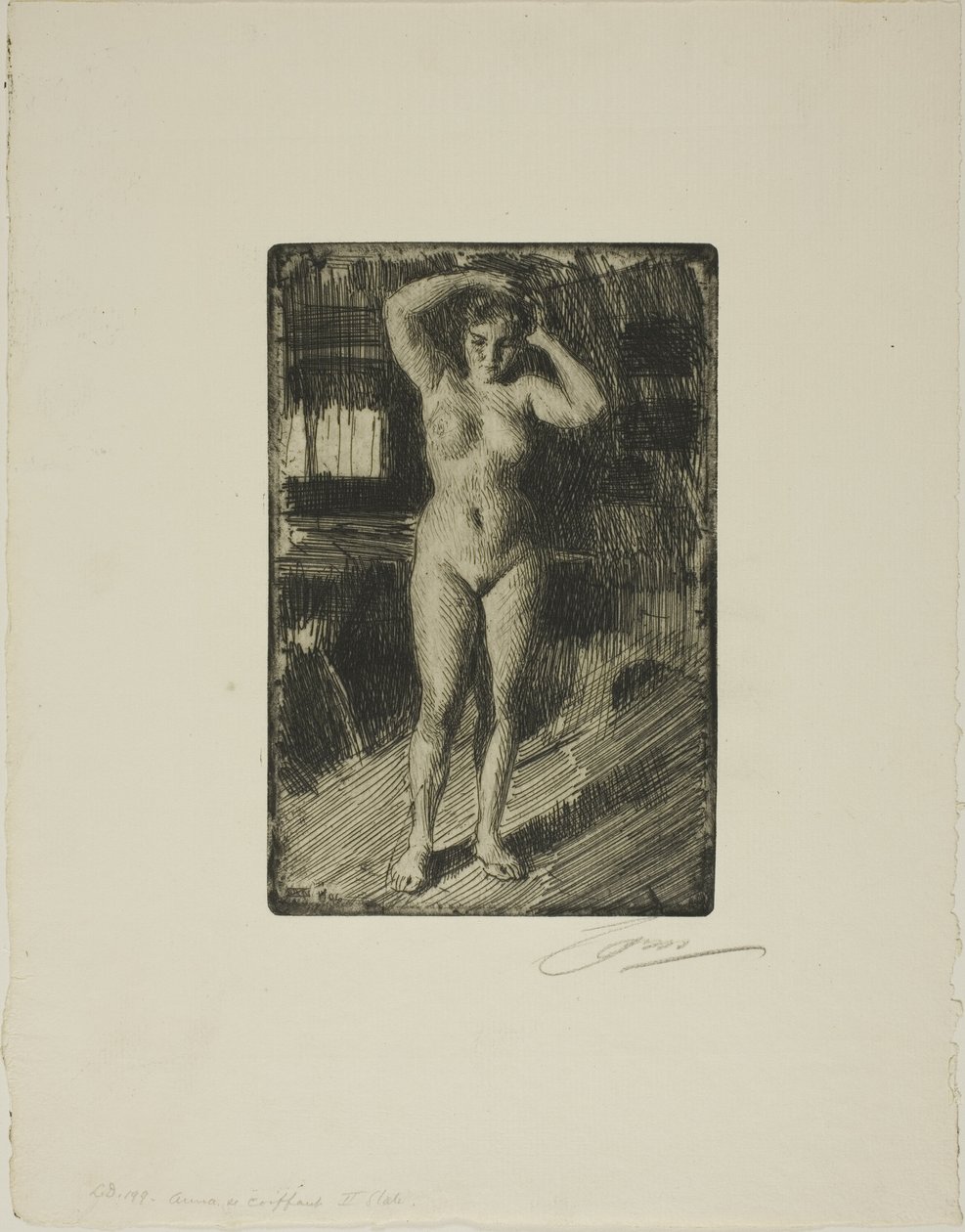 Anna robi swoje włosy autorstwa Anders Leonard Zorn