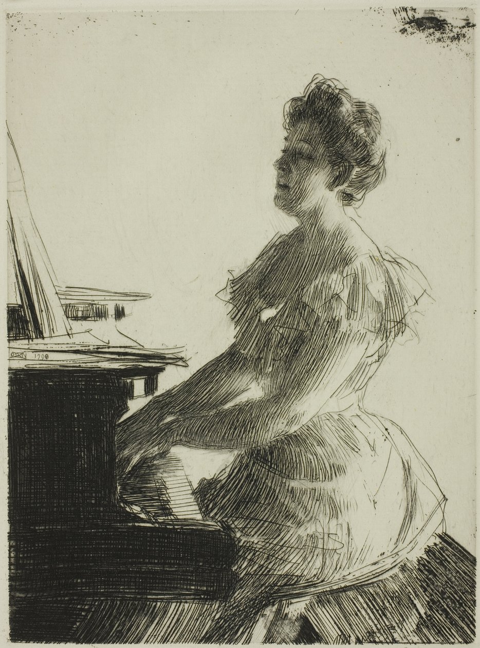Przy fortepianie autorstwa Anders Leonard Zorn