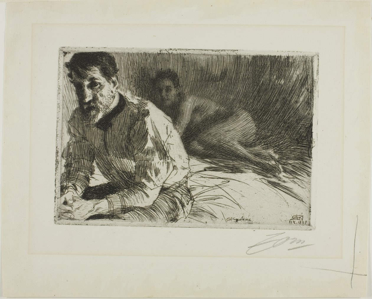 Augustus Saint-Gaudens II (Saint-Gaudens i jego model) autorstwa Anders Leonard Zorn