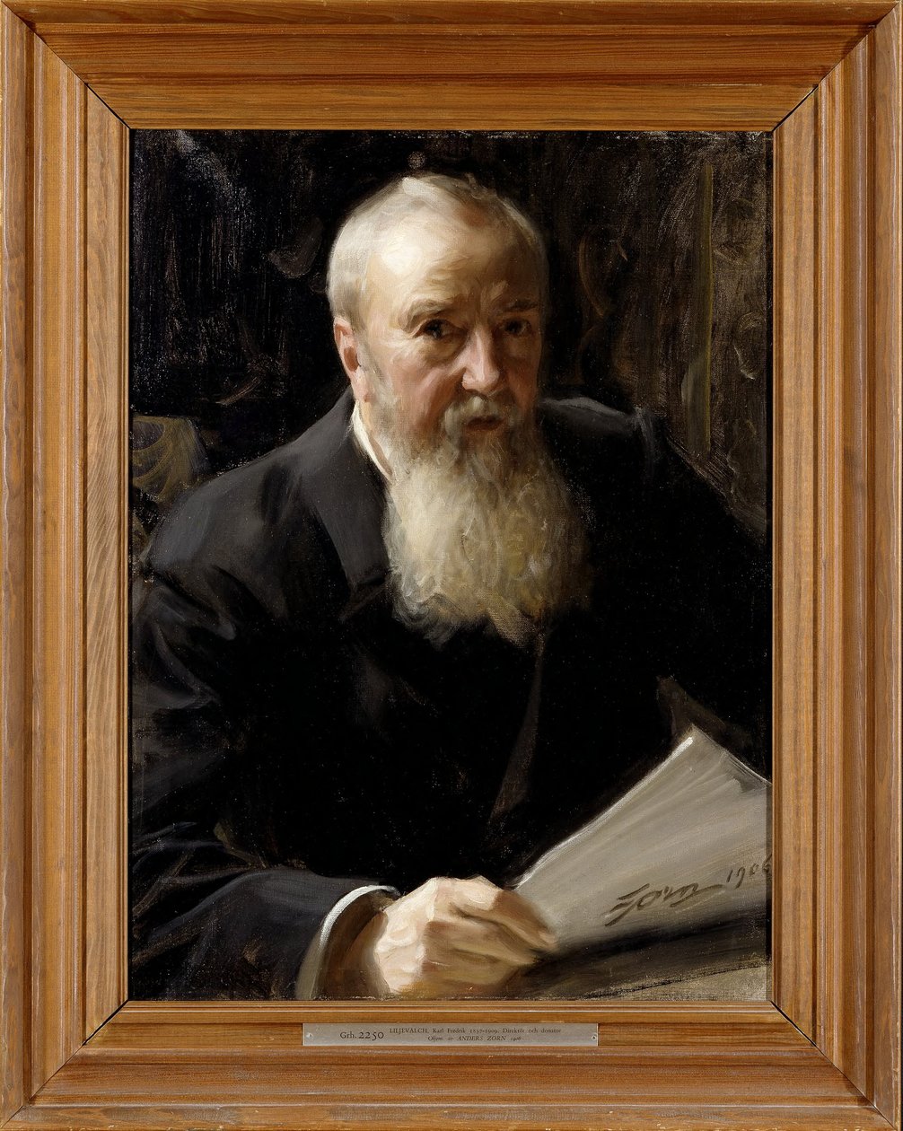 Carl Fredrik Liljevalch (1837-1909), przemysłowiec, kierownik huty żelaza i mecenas, 1906 autorstwa Anders Zorn