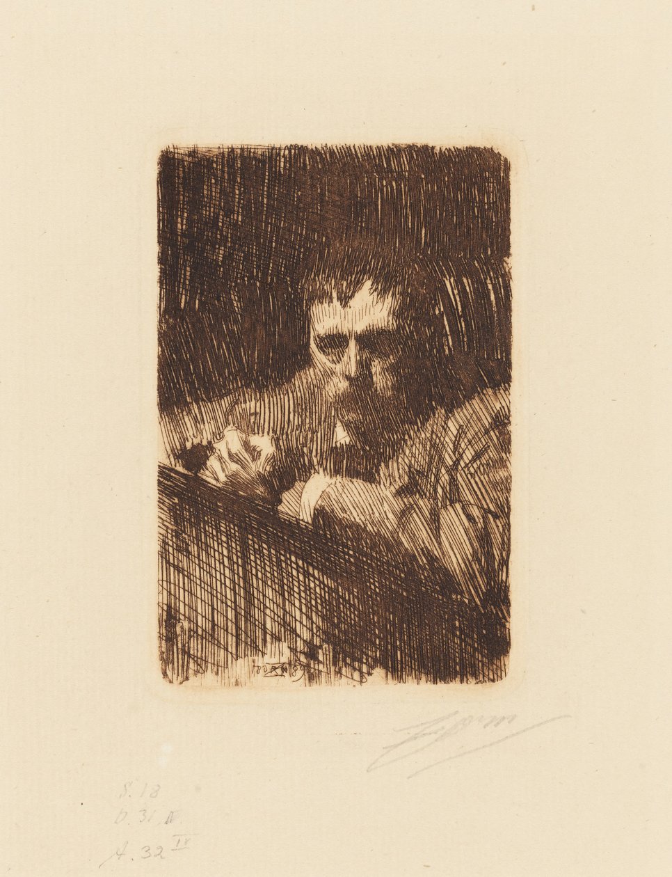 Rytownik. Autoportret autorstwa Anders Zorn