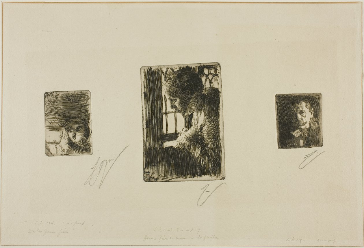 Głowa dziewczyny; Chłopka przy oknie; Anders Zorn autorstwa Anders Zorn