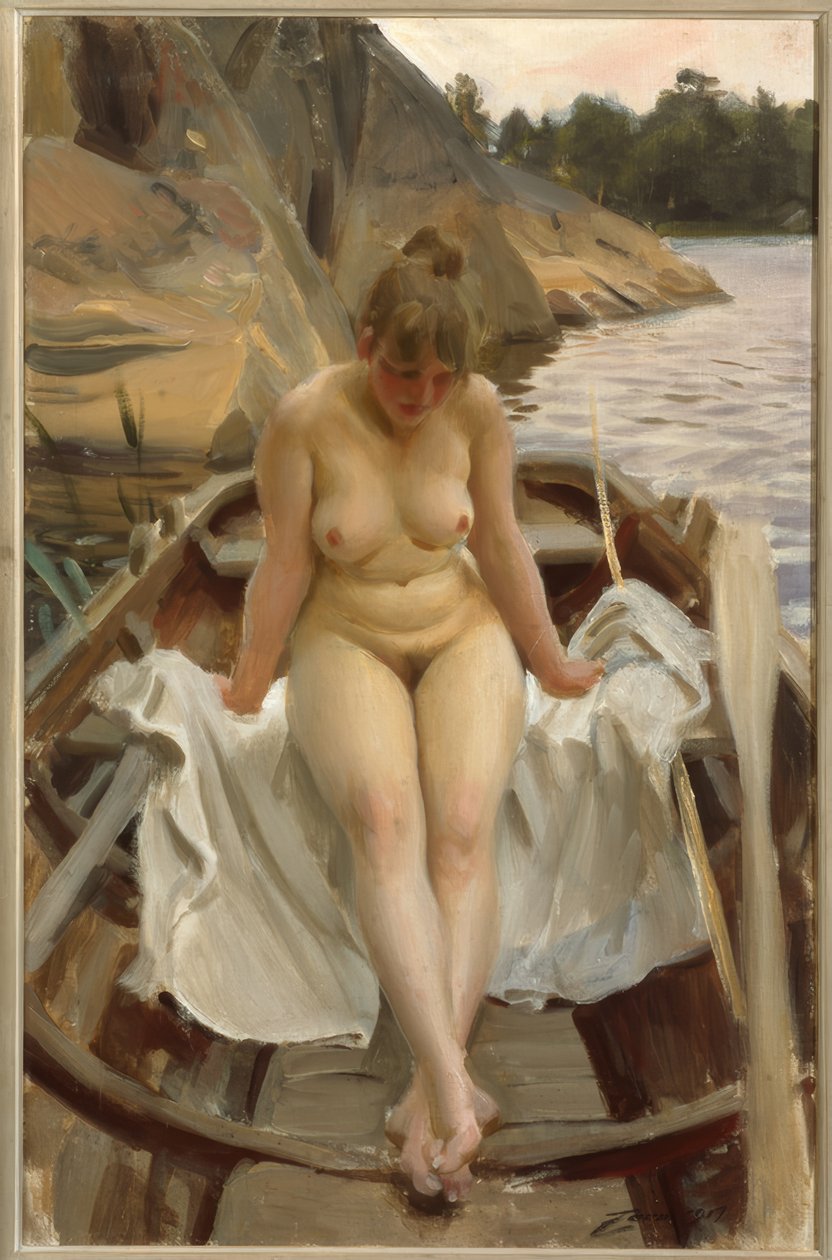 W Werners Ruderboot autorstwa Anders Leonard Zorn