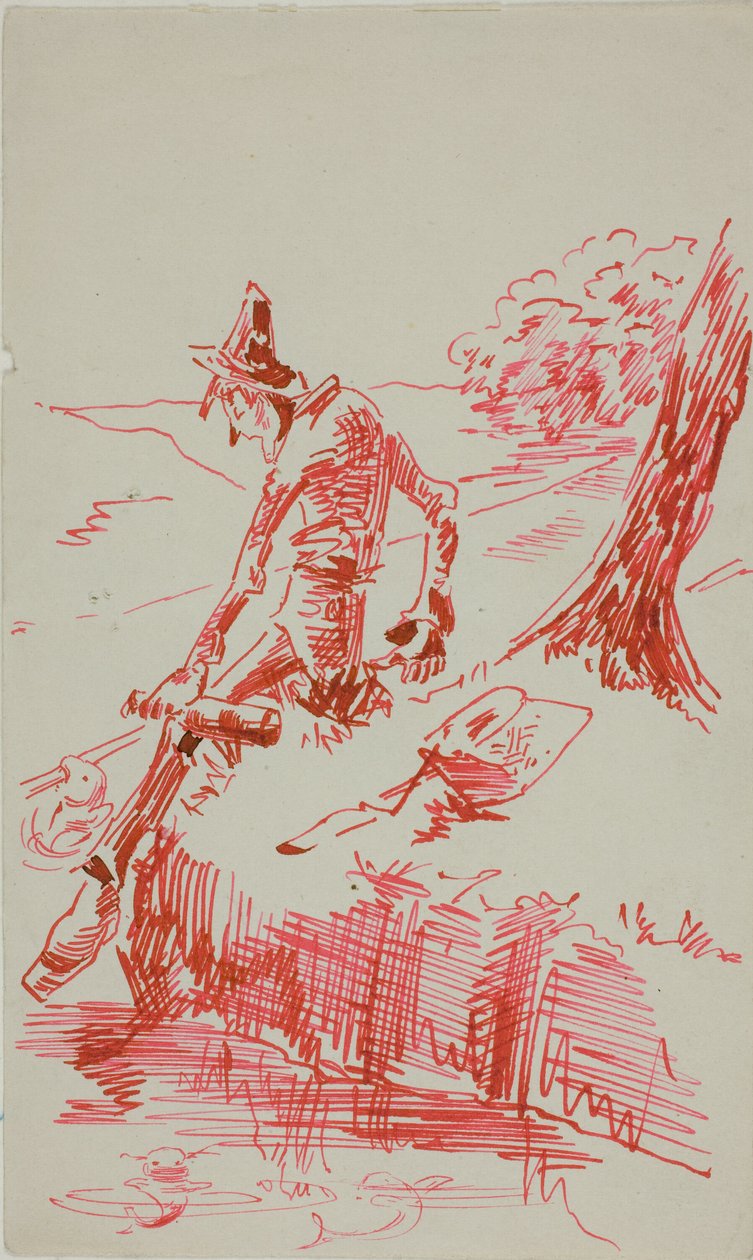 Mężczyzna łowiący ryby i trzymający butelkę autorstwa Anders Zorn