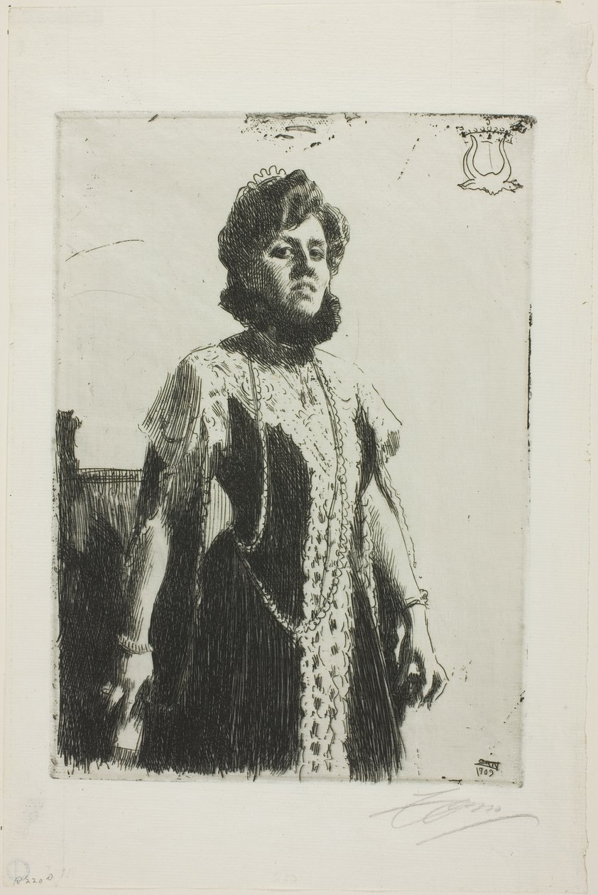 Oxenstierna (Pani Aurore Klintberg z domu Oxenstierna, Cała długość) autorstwa Anders Leonard Zorn
