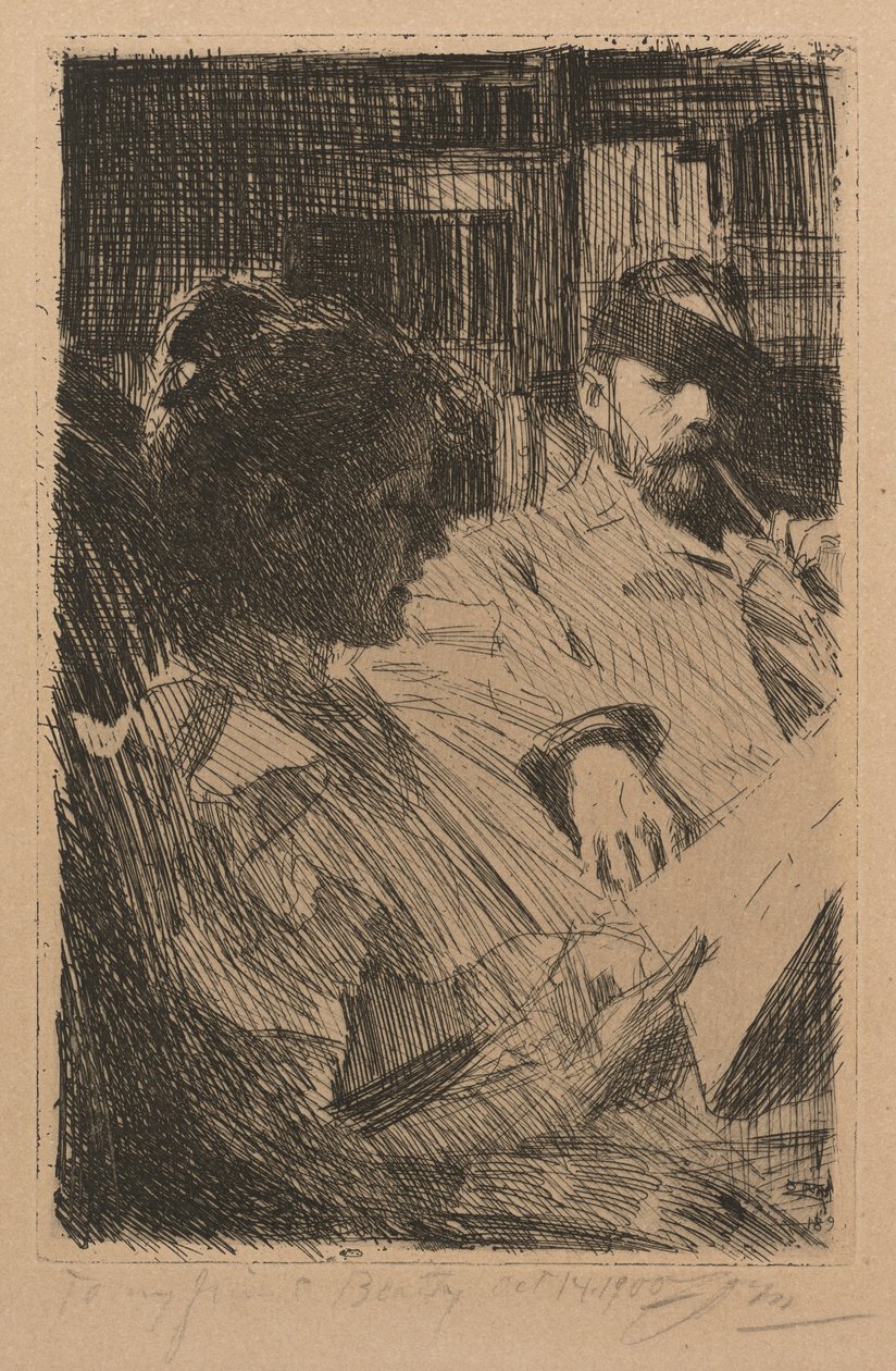 Czytanie (pan i pani Ch. Deering) autorstwa Anders Zorn
