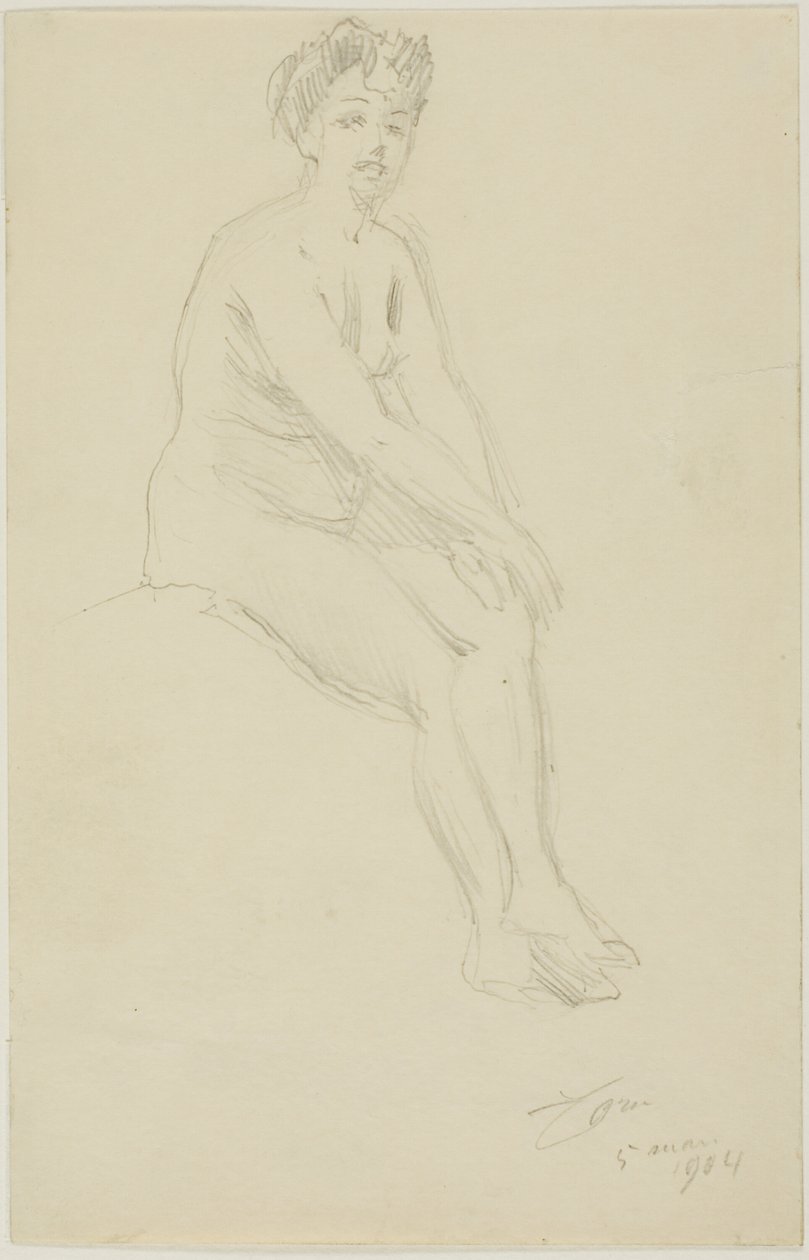 Siedząca kobieta nago autorstwa Anders Leonard Zorn