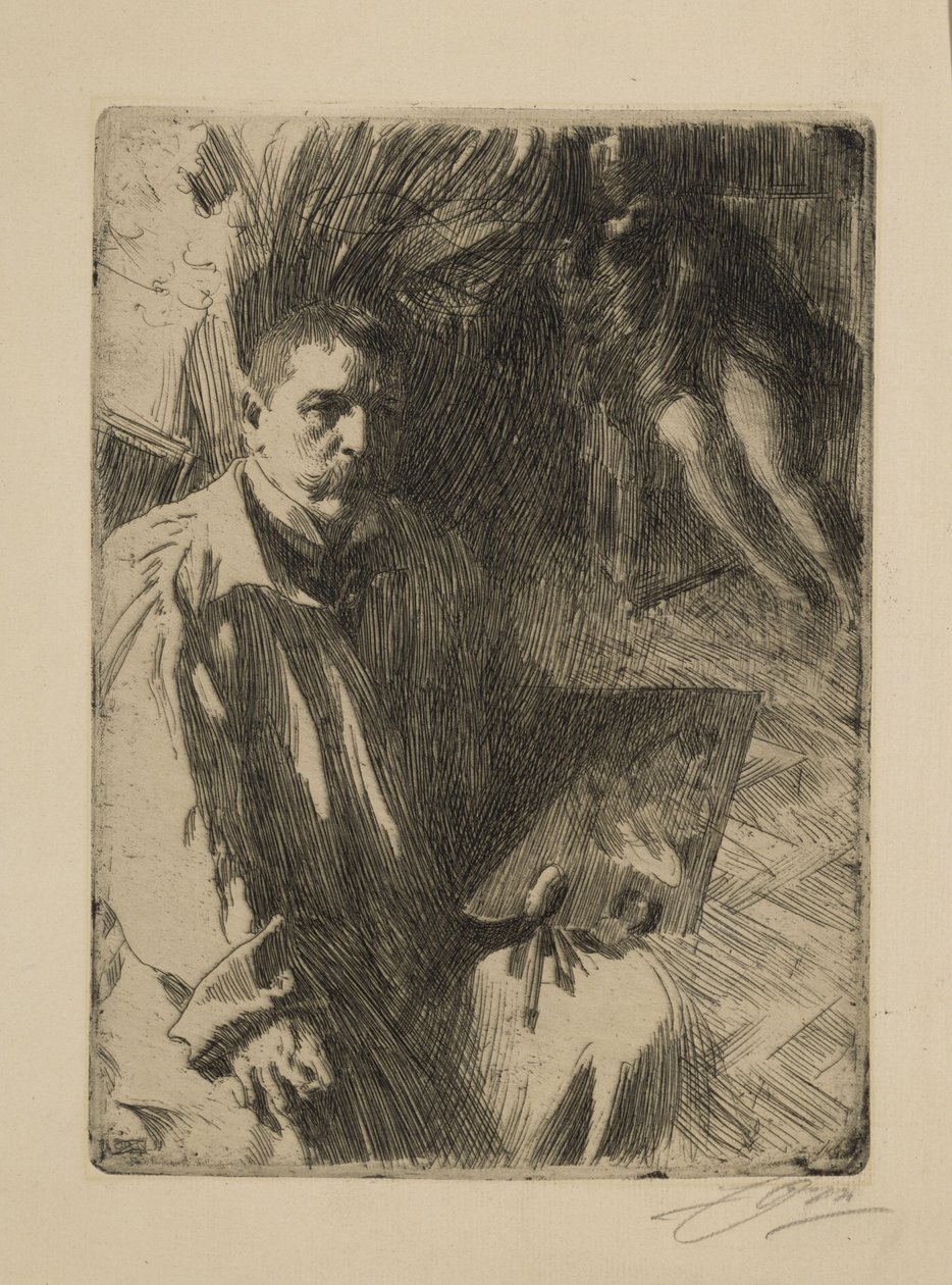 Autoportret z modelką II autorstwa Anders Zorn
