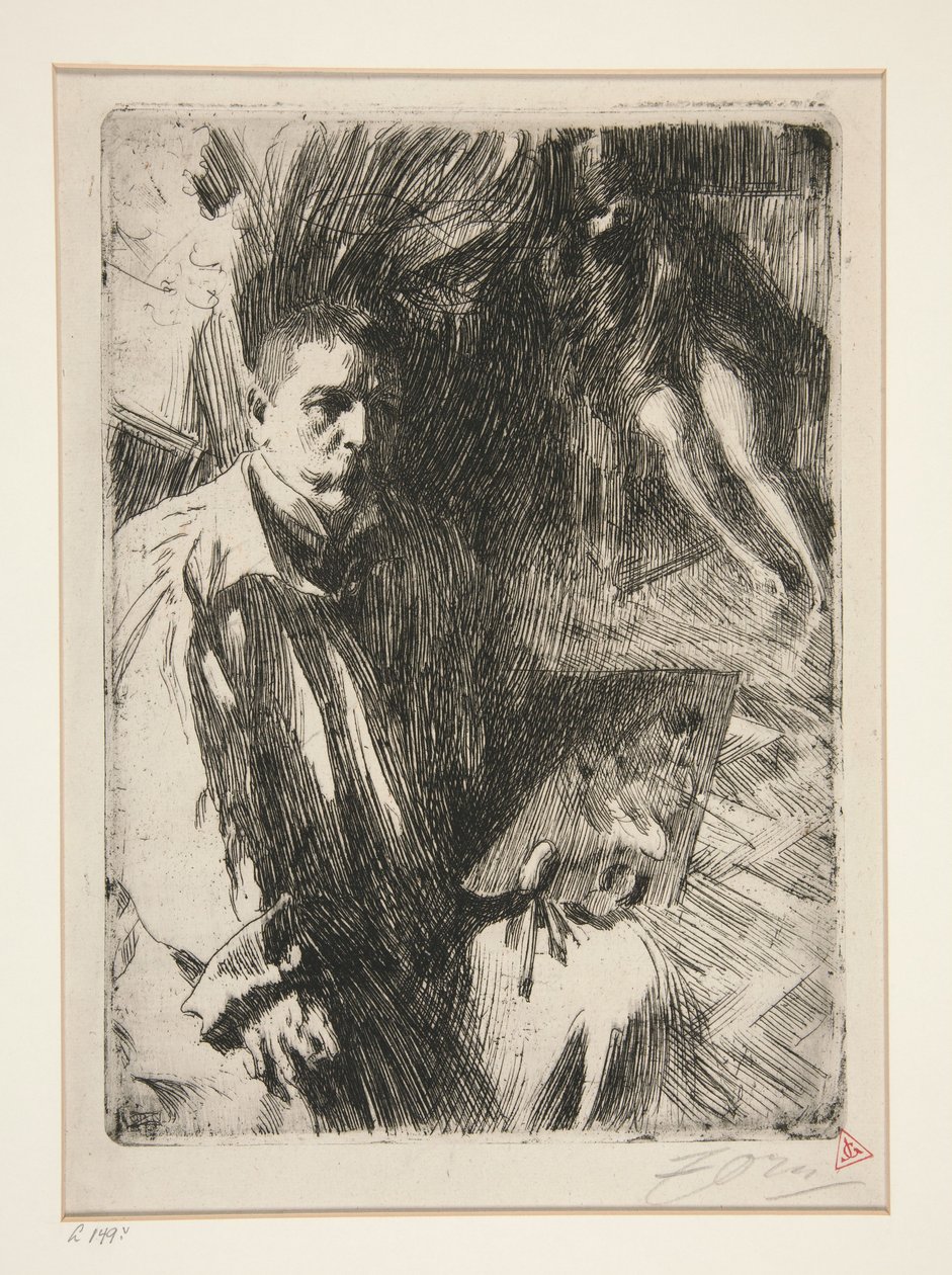 Autoportret z modelką II autorstwa Anders Zorn