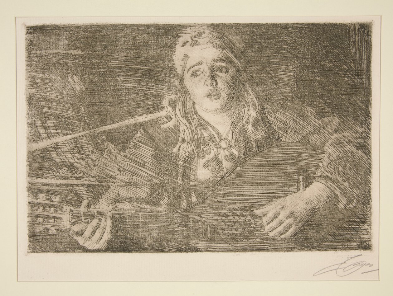 Kobieta ze szwedzką lutnią autorstwa Anders Leonard Zorn
