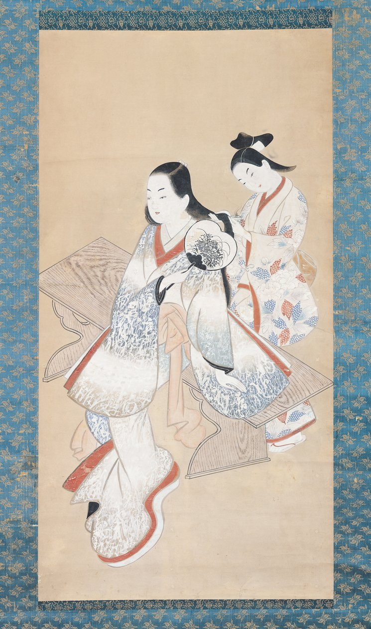 Coiffure Kurtyzany, c.1700-14 (tusz na papierze) autorstwa Ando Kaigetsudo