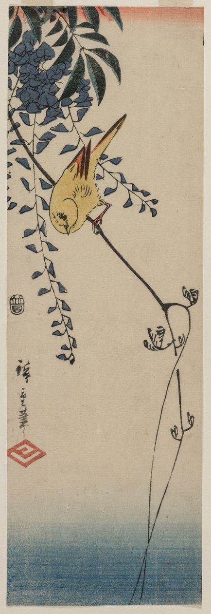 Kanaryjskie i Wisteria, połowa lat 40. XIX wieku. autorstwa Ando Hiroshige