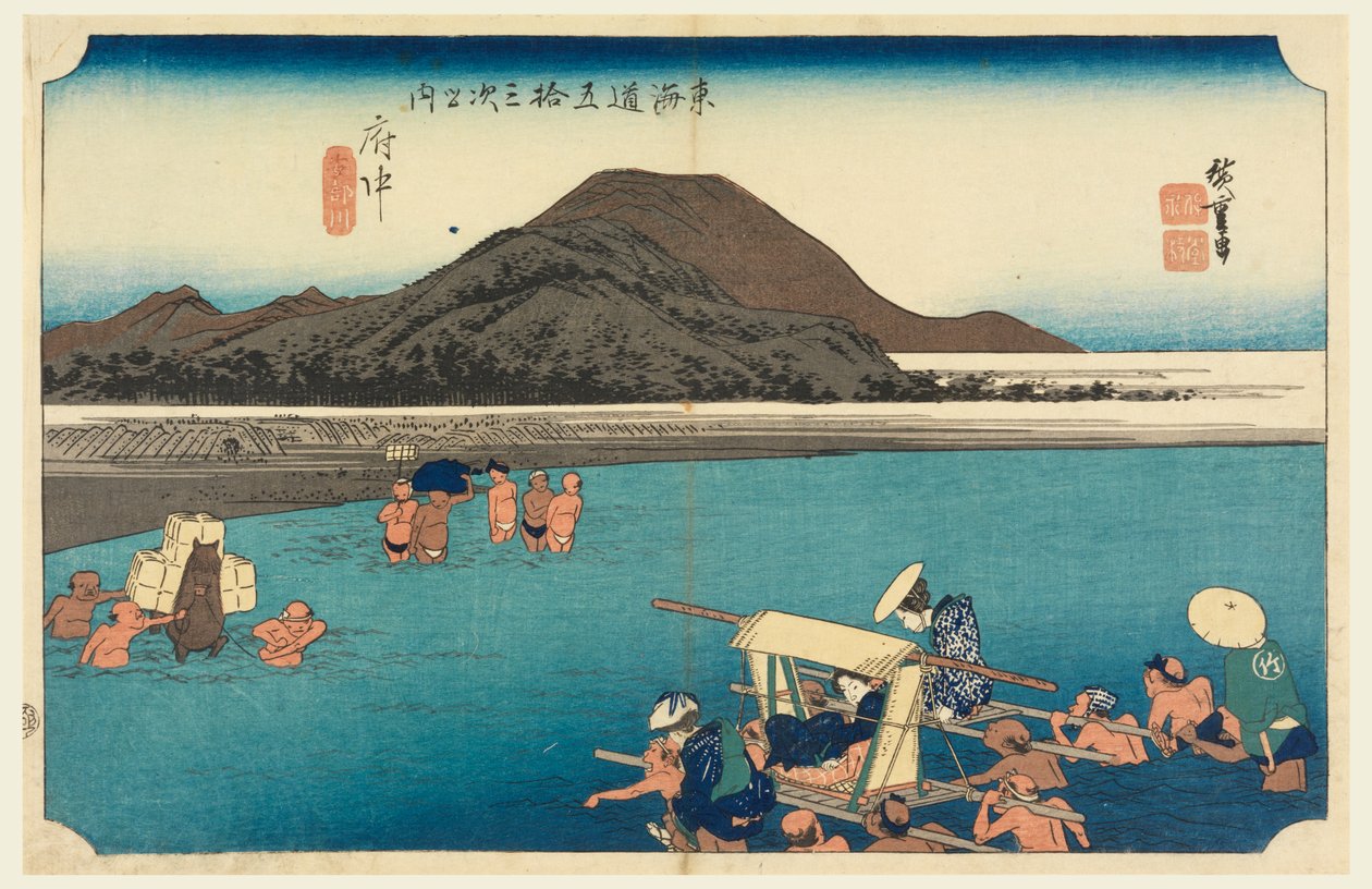 Unchu, wielebny Abe, członek pięćdziesięciu trzech dźwięków Stachi z miasta dolnego d autorstwa Ando Hiroshige