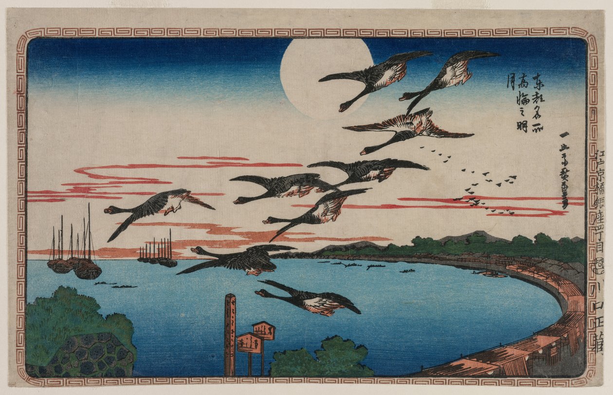 Pełnia księżyca nad Takanawą, z cyklu Słynne miejsca w stolicy wschodniej, ok. 1900. 1831. autorstwa Ando Hiroshige