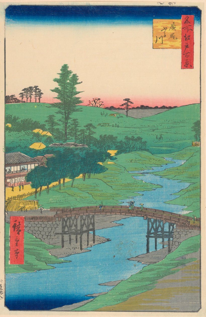 Rzeka Furukawa, Hiroo, (Furukawa Hiroo) Z serii Sto słynnych widoków Edo autorstwa Ando Hiroshige
