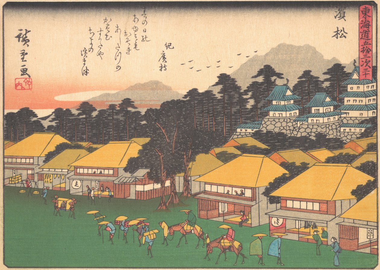 Hamamatsu z serii Pięćdziesiąt trzy stacje drogi Tokaido, początek XX wieku. autorstwa Ando Hiroshige