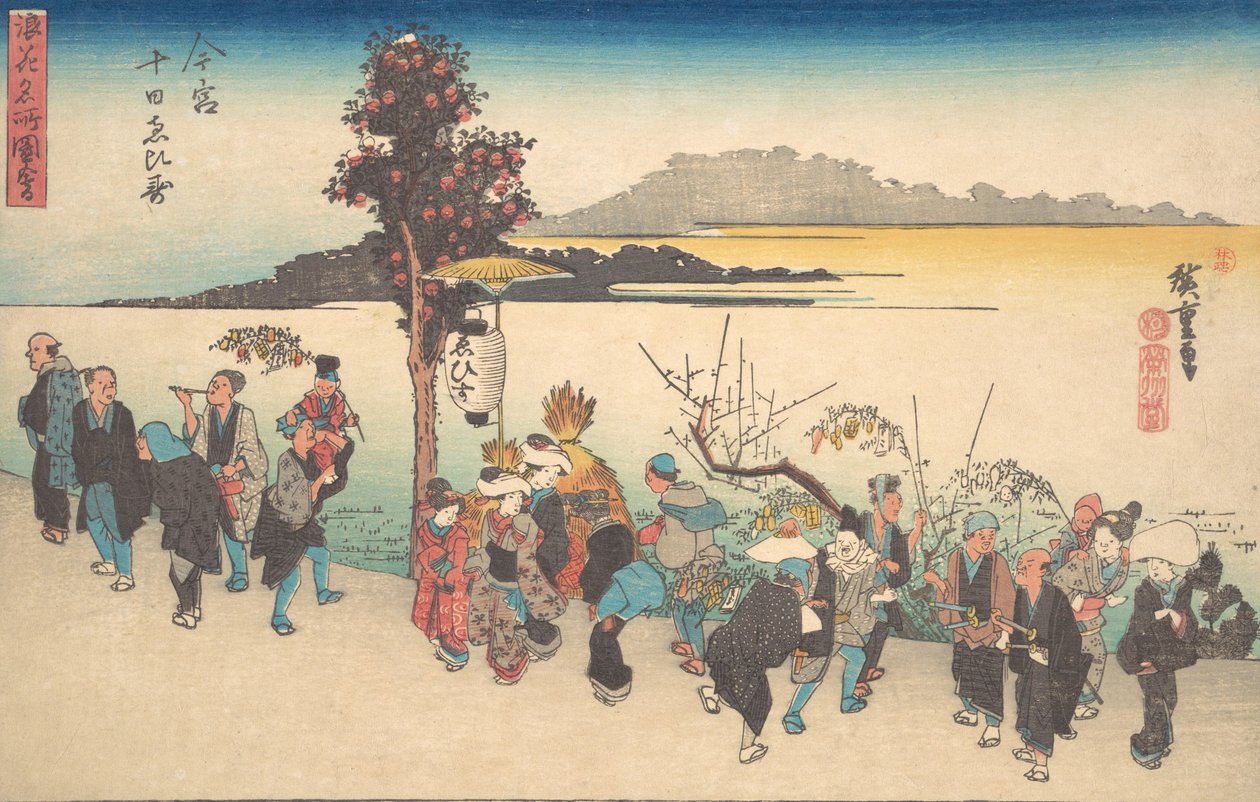 Imamiya czy Ebisu? 1828. , komar. 1828. autorstwa Ando Hiroshige