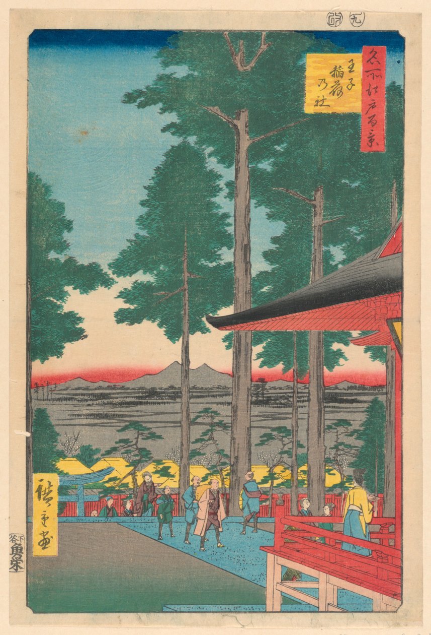 Świątynia Inari w Oji (Oji Inari no yashiro) Z serii Sto słynnych widoków Edo autorstwa Ando Hiroshige