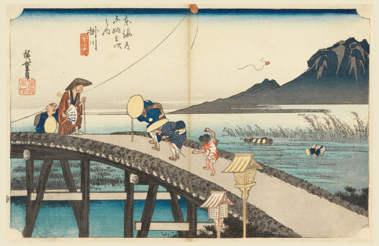 Kakegawa, Momo t Autumn, członek Te pięćdziesiąt trzy Stachi dźwięk te urbane niższy d autorstwa Ando Hiroshige