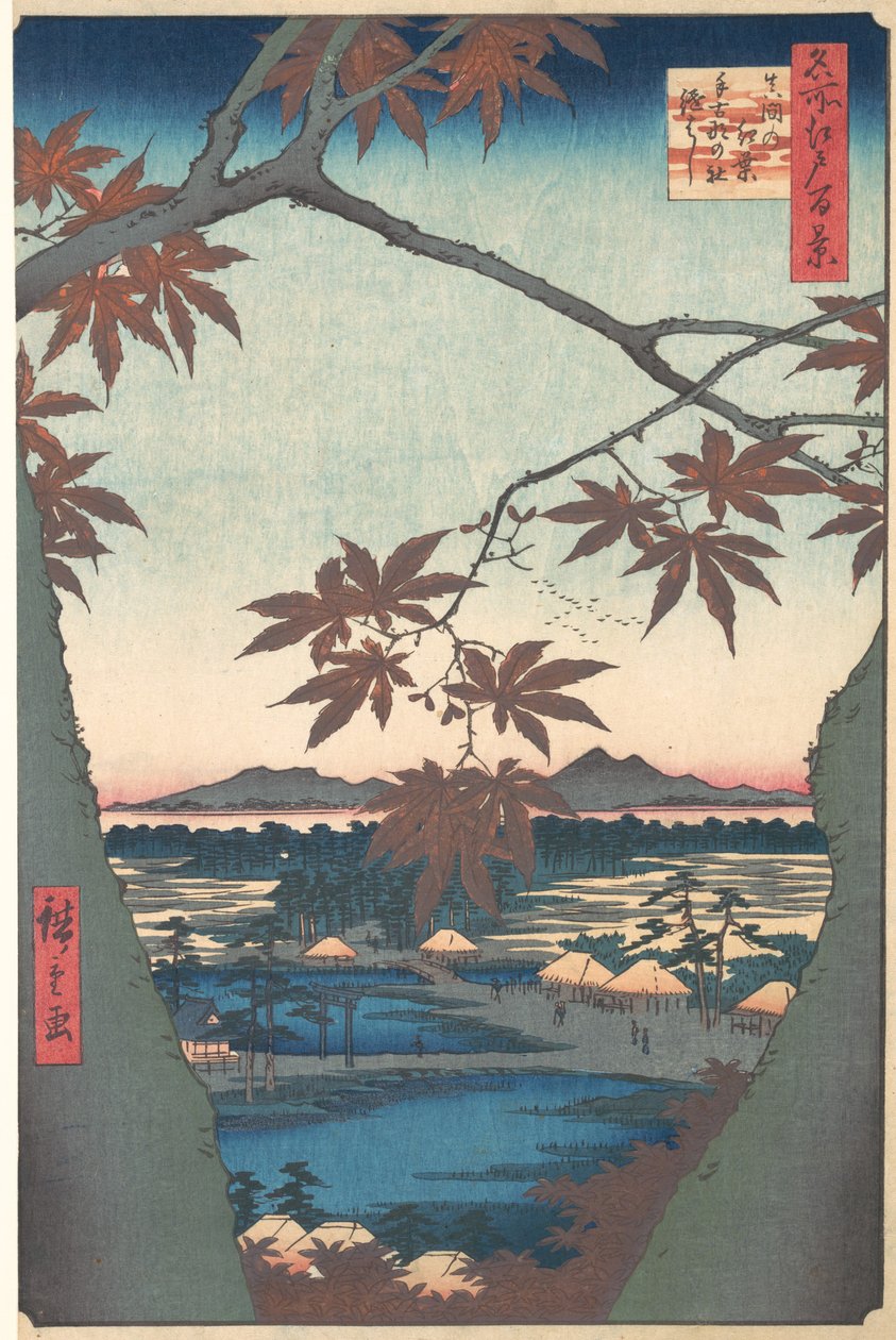 Maples at Mama, z cyklu Sto słynnych widoków Edo, ca. 1857., ca. 1857. autorstwa Ando Hiroshige