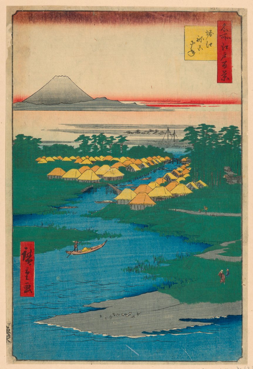 Nekozane na kanale Horikiri nr 96 ze stu słynnych widoków Edo (Horie, Nekozane) autorstwa Ando Hiroshige