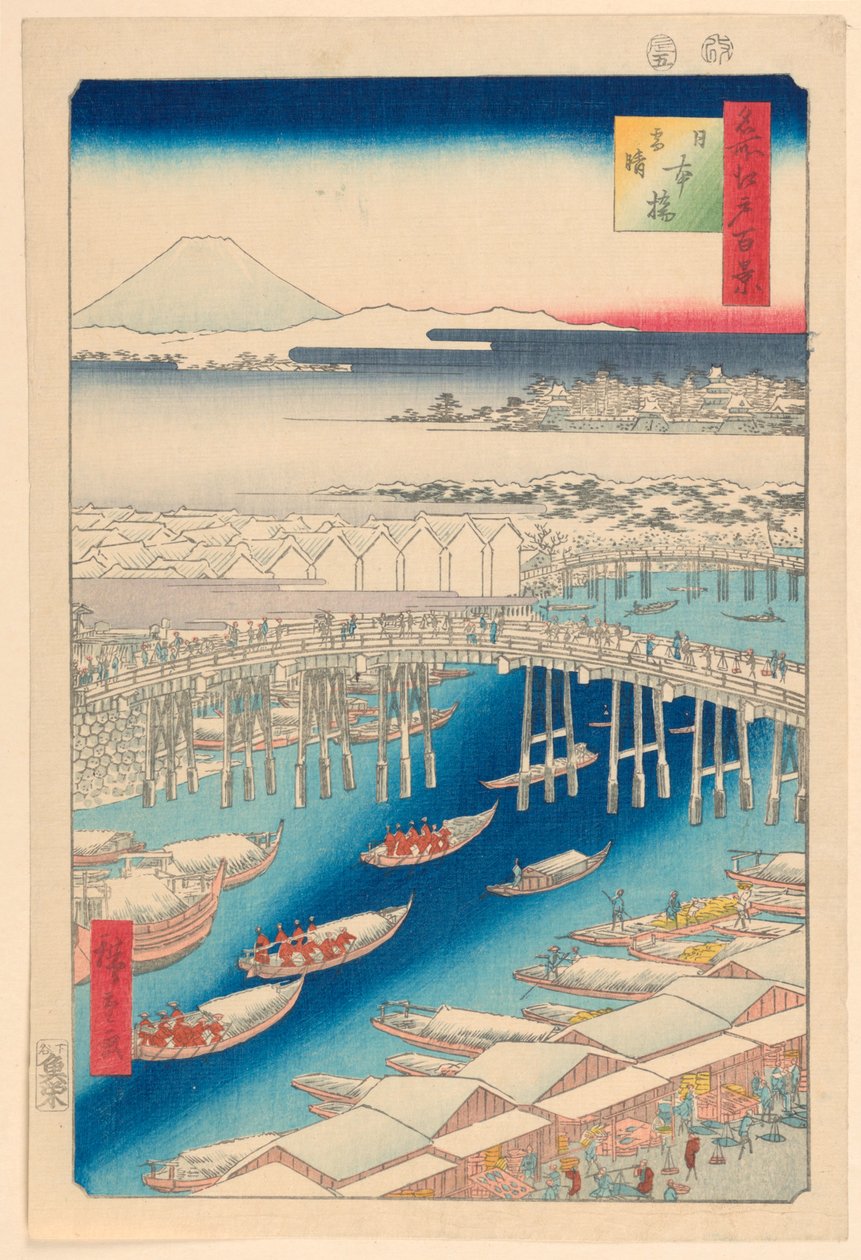 Nihonbashi, Clearing Weather after Show (Nihonbashi, euky-niedźwiedź) Z serialu Sto słynnych widoków Edo autorstwa Ando Hiroshige