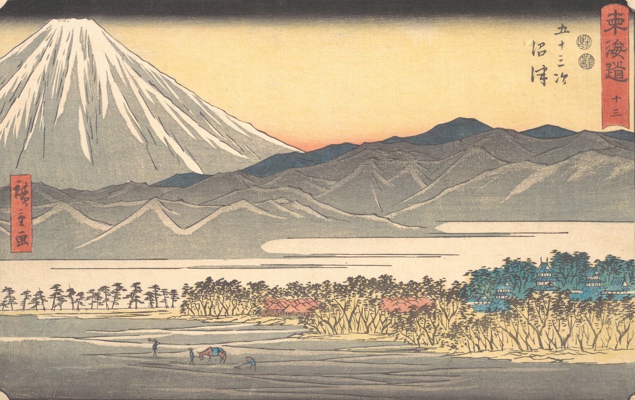 Numazu, jak 1840 r., ok. 1840 r. 1840. autorstwa Ando Hiroshige