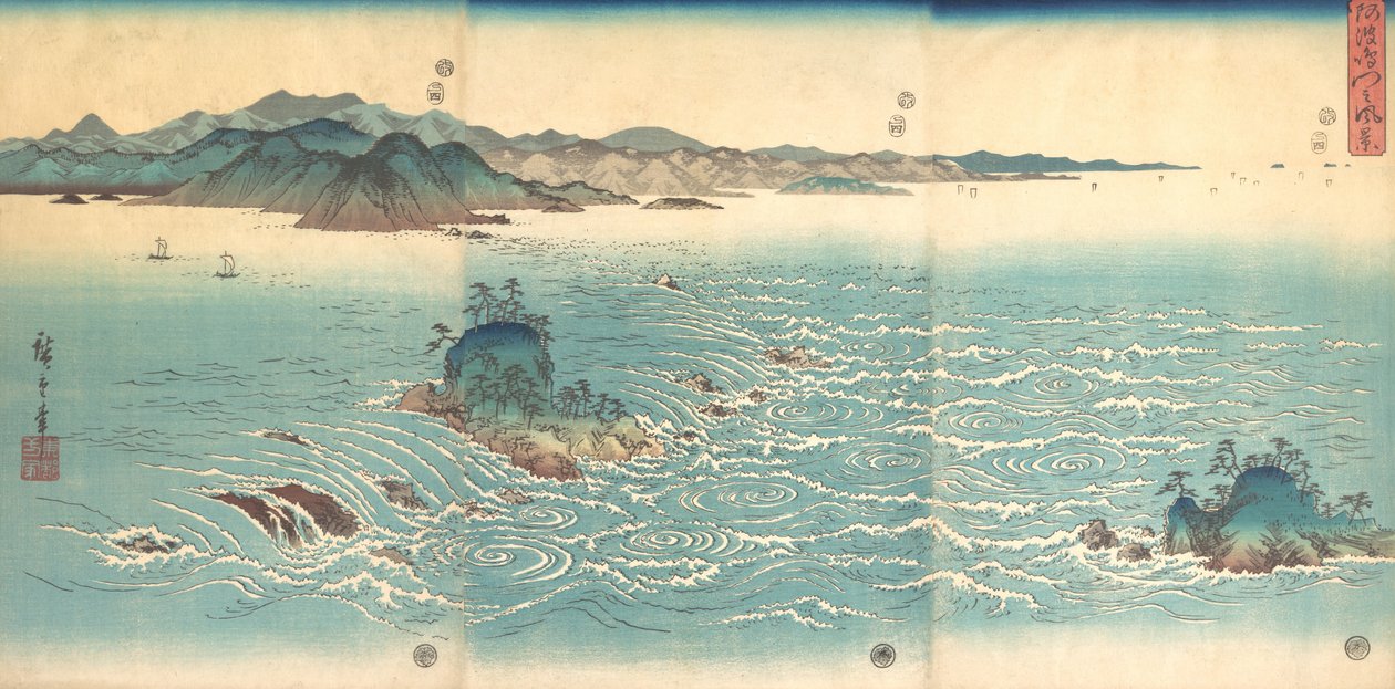 Rapids w Naruto, 1857., 1857. autorstwa Ando Hiroshige